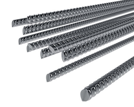 Steel reinforcement rods isolated on white