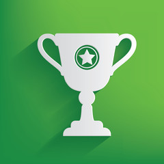 Trophy symbol on green background,clean vector