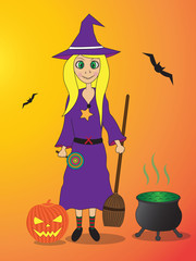cute cartoon witch - halloween