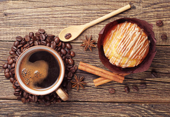 Sweet cupcake and coffee
