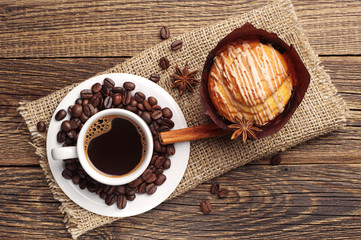 Coffee and delicious cupcake