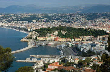 Fototapeta na wymiar City of Nice - Panoramic view of district Villefranche-sur-Mer