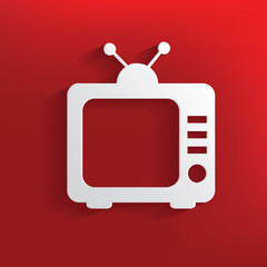 TV design on red background,clean vector