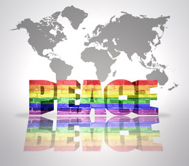 Obraz premium Word Peace with Rainbow Gay Flag