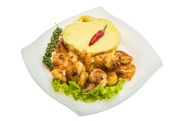 Garlic shrimps with potato