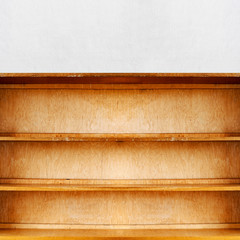 empty old retro wooden book shelf