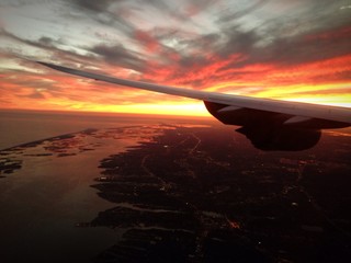 Fototapeta na wymiar New York aereo tramonto Long Island Long Beach Hamptons