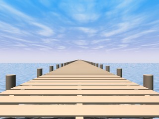 Fototapeta premium Oneindigheid - loop planken op een zonnige dag