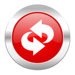 rotation red circle chrome web icon isolated