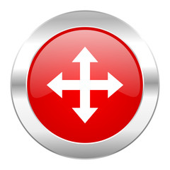 arrow red circle chrome web icon isolated