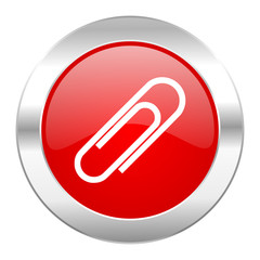 paperclip red circle chrome web icon isolated