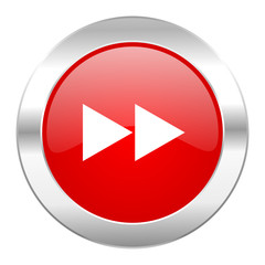 rewind red circle chrome web icon isolated