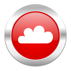 cloud red circle chrome web icon isolated
