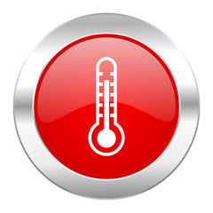 thermometer red circle chrome web icon isolated