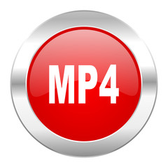 mp4 red circle chrome web icon isolated