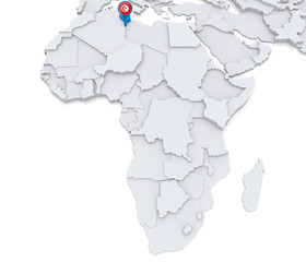 Tunisia on a map of Africa