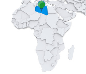 Libya on a map of Africa