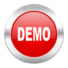 demo red circle chrome web icon isolated