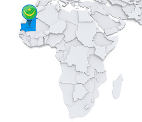Mauritania on a map of Africa