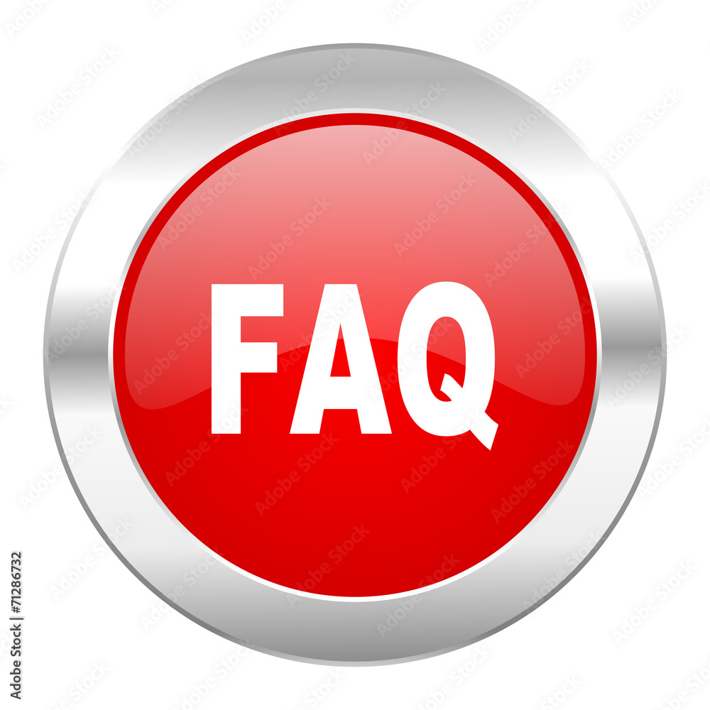 Aufkleber faq red circle chrome web icon isolated