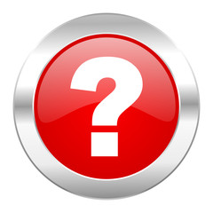 question mark red circle chrome web icon isolated