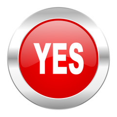 yes red circle chrome web icon isolated