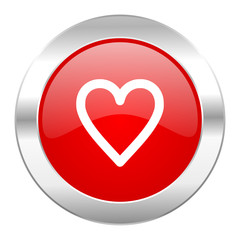 heart red circle chrome web icon isolated