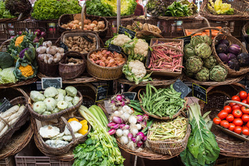 colorful Fruit and Vegetables at Market, Beaune, Dordogne, Franc