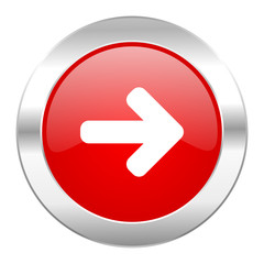 right arrow red circle chrome web icon isolated