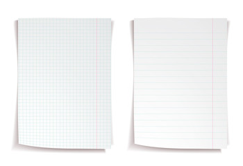 White notebook paper on white background