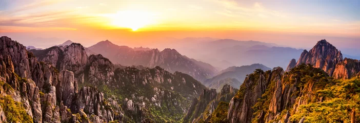 Papier Peint photo autocollant Monts Huang Montagnes Huangshan en Chine