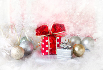 Fototapeta na wymiar Christmas background with present box