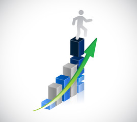 jumping from a business graph. illustration design