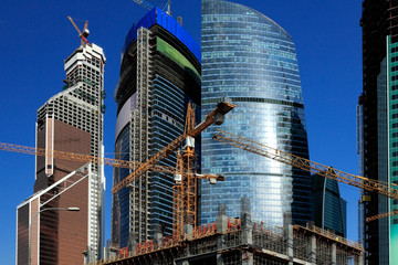 Naklejka premium Construction site in Moscow City