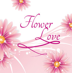 Pink Greetings Card With Lovely Flowers