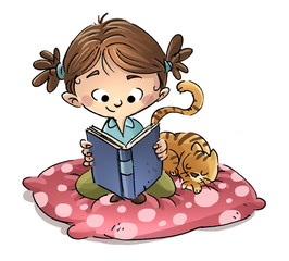 niña sentada leyendo