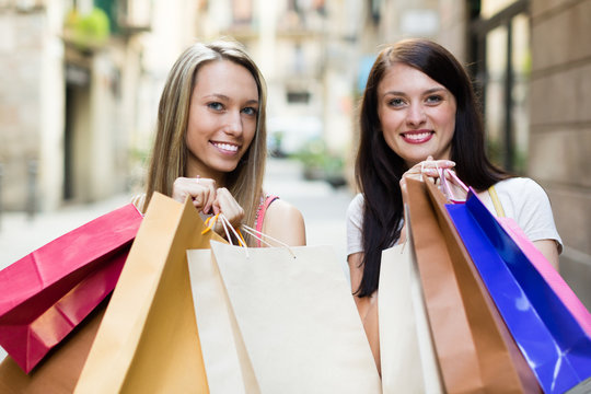 Girls with shopping bags