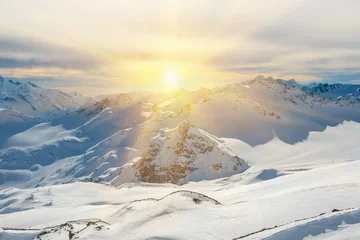  Sunset in snowy blue mountains © Pavlo Vakhrushev