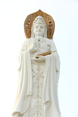 goddess of mercy statue at seaside in nanshan temple, china