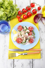 Fresh breakfast consisting of vegetable salad served