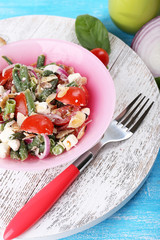 Fresh breakfast consisting of vegetable salad served