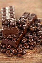 Coffee beans with chocolate glaze and dark chocolate