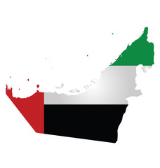 Flag of United Arab Emirates overlaid on outline map
