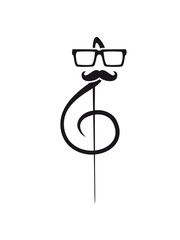 Nerd Geek Mustache Brille Notenschlüssel