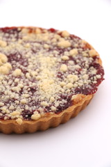 Delicious homemade cherry pie on white