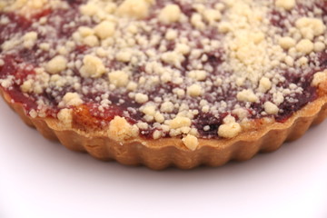 Delicious homemade cherry pie on white