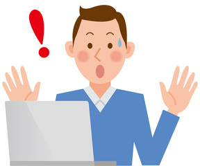 男性 パソコン ビックリ