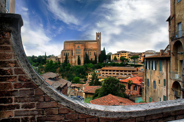 Historical town of Siena with San Domenico, Tuscany, Italy