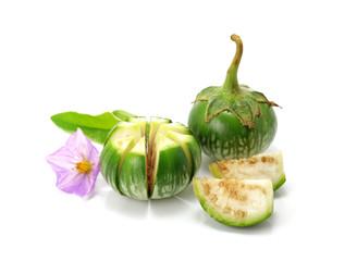 Green Eggplant on white background