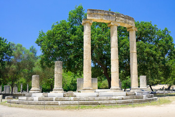 Philippeion building remains at ancient Olimpia, Greece - obrazy, fototapety, plakaty